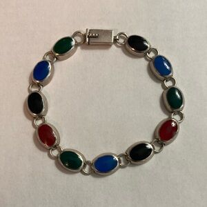 Sterling Silver and Multi-Colored Gemstone Bracelet